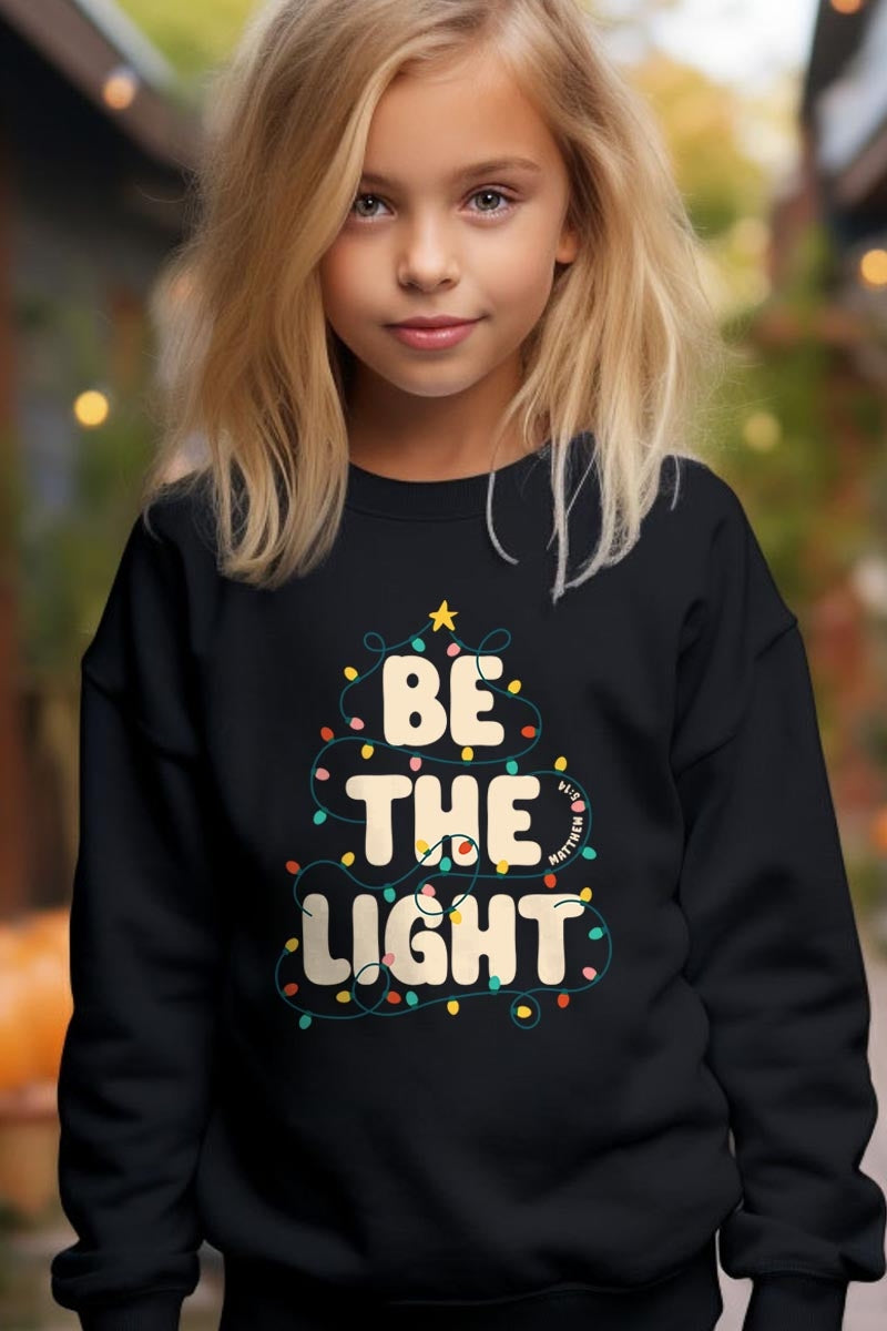 UL180B-E3202Z Be the Light Christmas Kids Graphic Sweatshirt $20