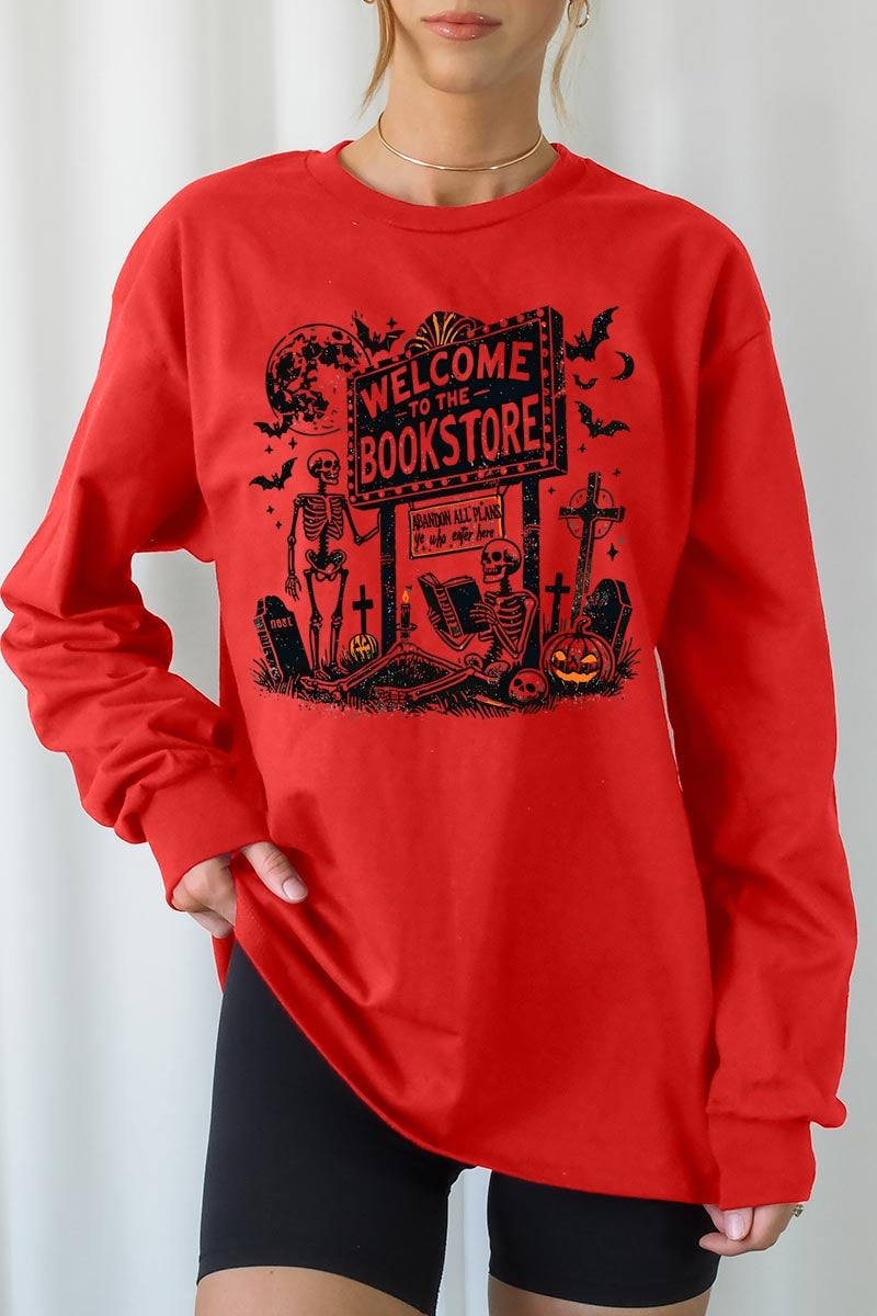 UL240P-E3122 Bookstore Halloween Graphic Plus Long Sleeve Tee $17