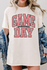 5000-E3126 Red Gingham Game Day Graphic Heavy Cotton Tee $9