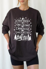 UL240P-E3189 Ski Lodge Signs Graphic Plus Long Sleeve Tee $17