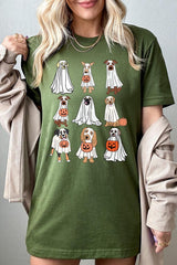 US3001P-E3106 Halloween Ghost Dog Graphic Plus Tee $16
