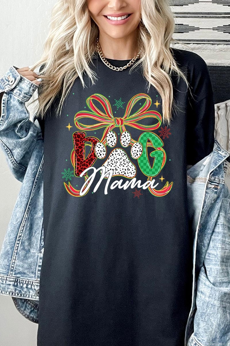 5000P-E3194 Dog Mama Christmas Paw Graphic Plus Heavy Cotton Tee $12.75