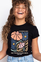US3001Y-E3067Z Consider the Wildflowers Kids Graphic Tee $11