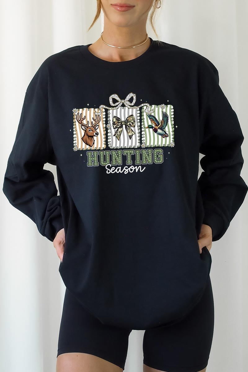UL240-E3192 Deer & Duck Hunting Season Graphic Long Sleeve Tee $13.75