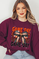 UL180-E3088 Orange Black Football Game Day Bow Sweatshirt $20