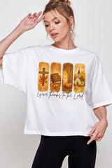 CTS-E3169 Give Thanks To The Lord Graphic Relaxed Crop Top $11