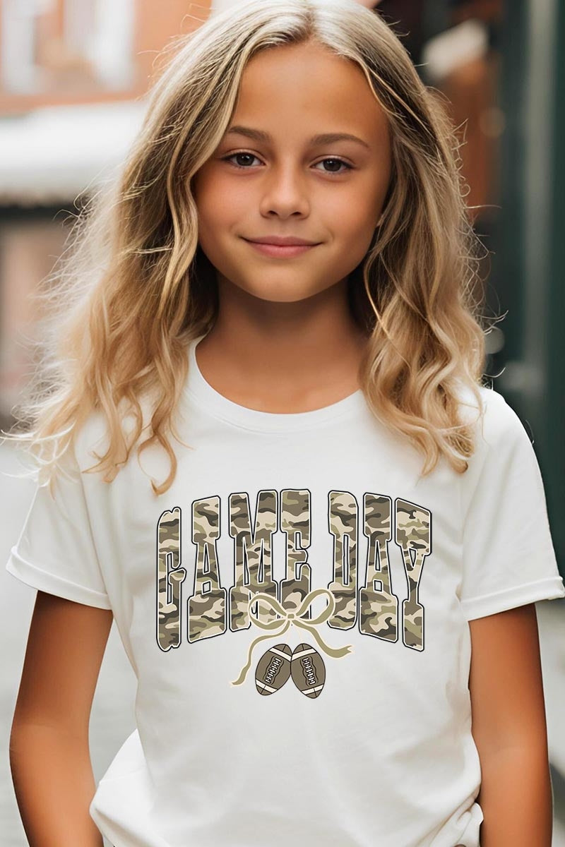 US3001Y-E3131Z Football Game Day Camo Kids Graphic Tee $11