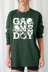 UL240-E3073 Distressed Game Day Graphic Long Sleeve Tee $13.75