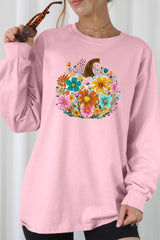 UL240P-E3118 Floral Pumpkin Graphic Plus Long Sleeve Tee $17