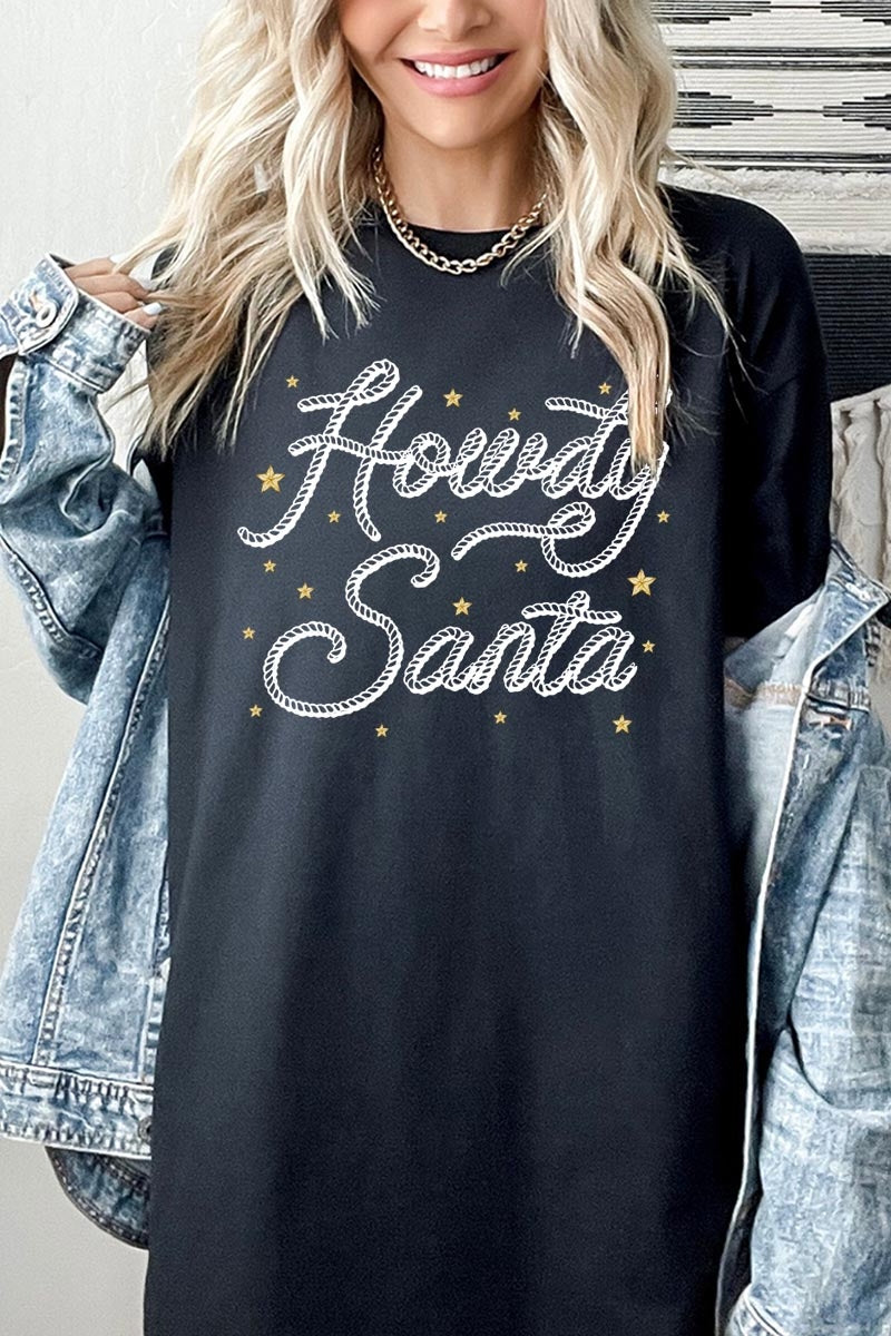 5000P-E3199 Howdy Santa Graphic Plus Heavy Cotton Tee $12.75