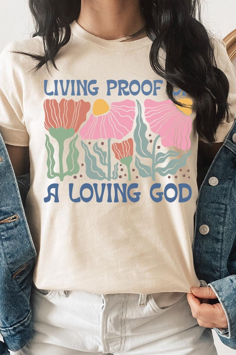 US3001P-E3066 Living Proof of a Loving God Graphic Plus Tee $16