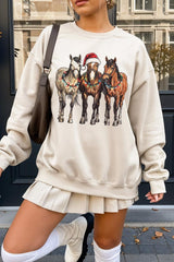 UL180-E3182 Christmas Horses Graphic Sweatshirt $20