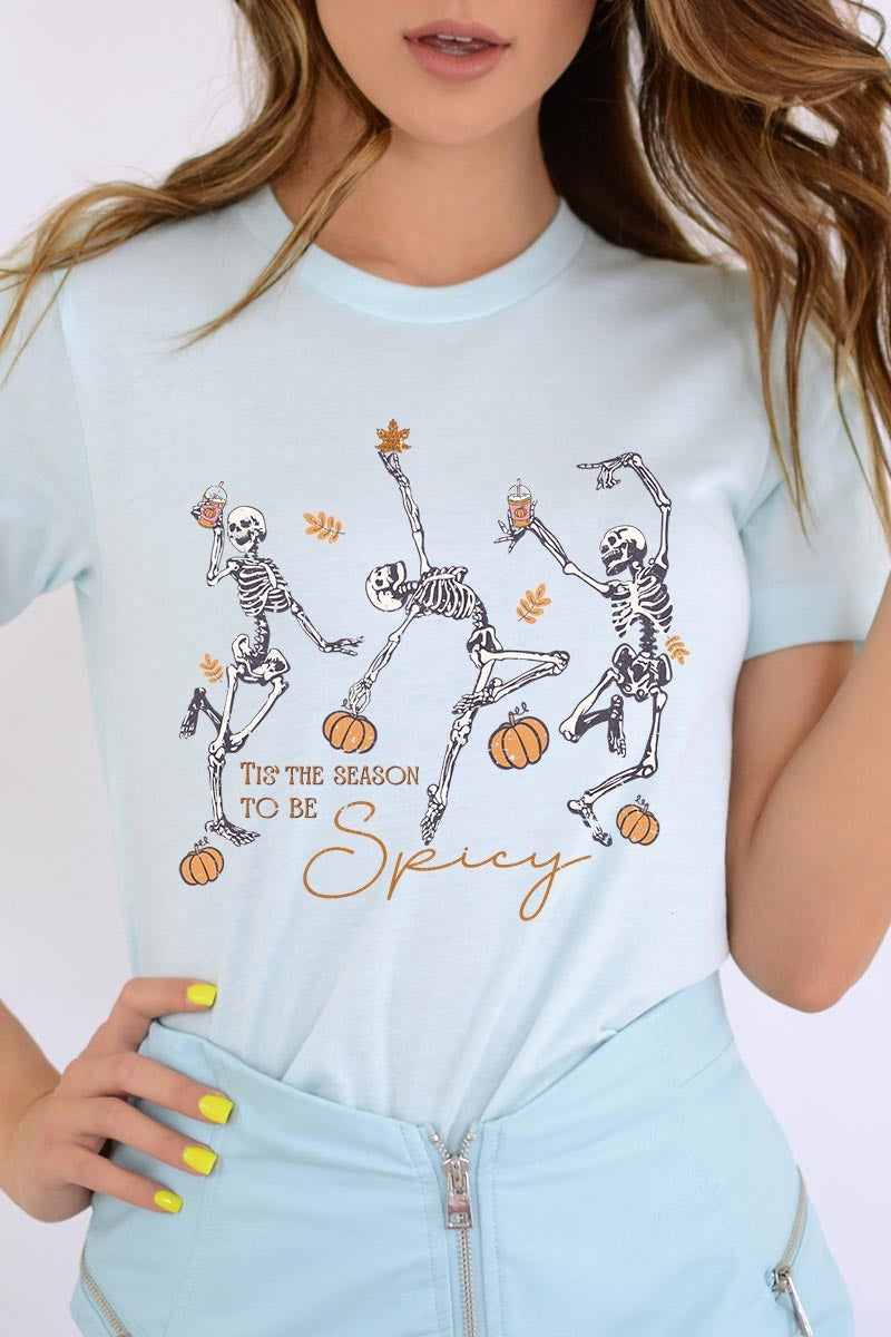 US3001-E3123 Halloween Skeleton Graphic Tee $12.5