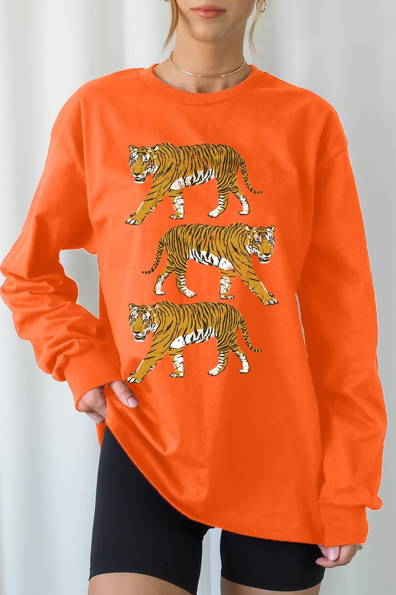 UL240-E3104 Retro Tigers Graphic Long Sleeve Tee $13.75