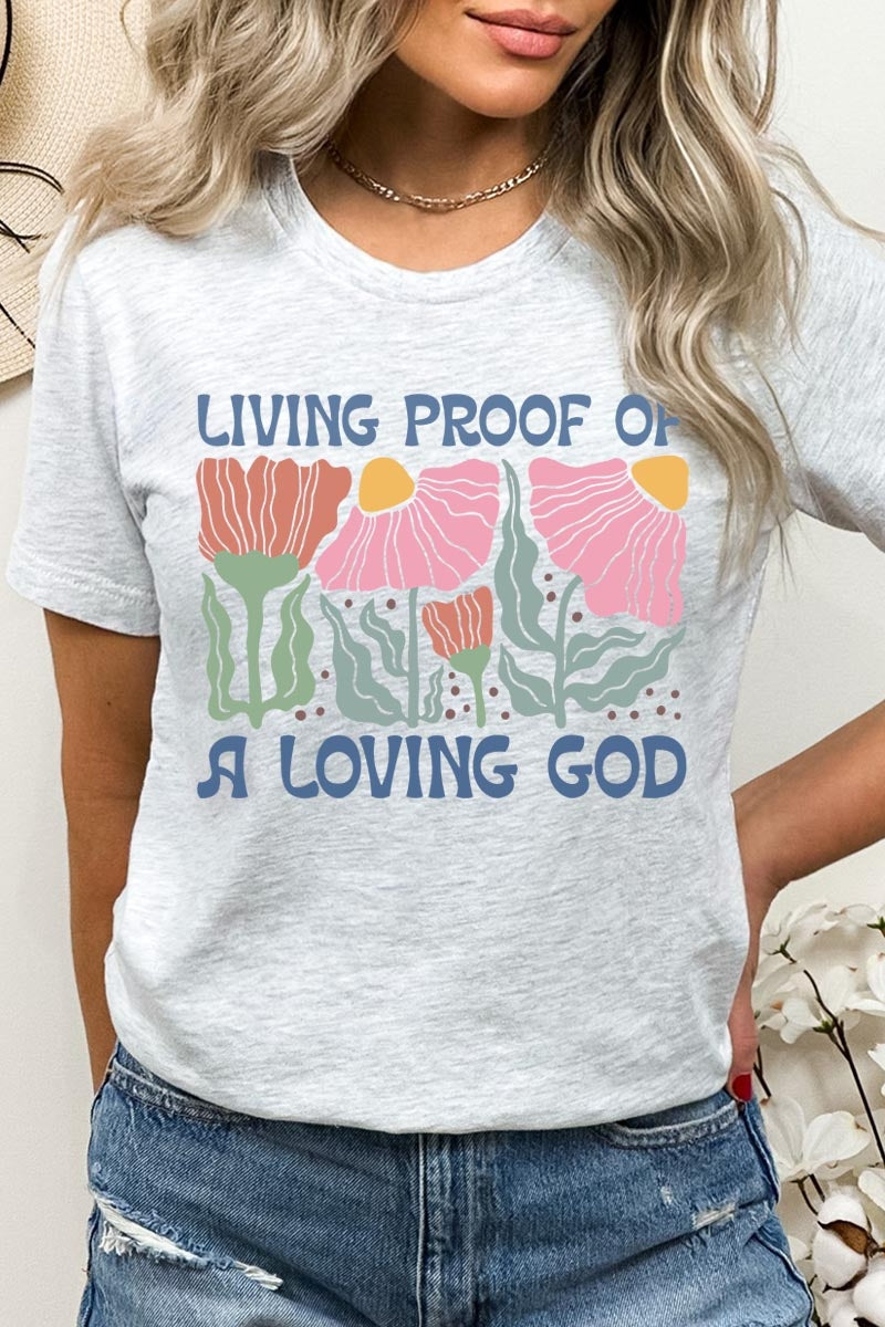 US3001P-E3066 Living Proof of a Loving God Graphic Plus Tee $16