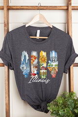 US3001P-E3061IL Illinois State Brushstroke Graphic Plus Tee $16