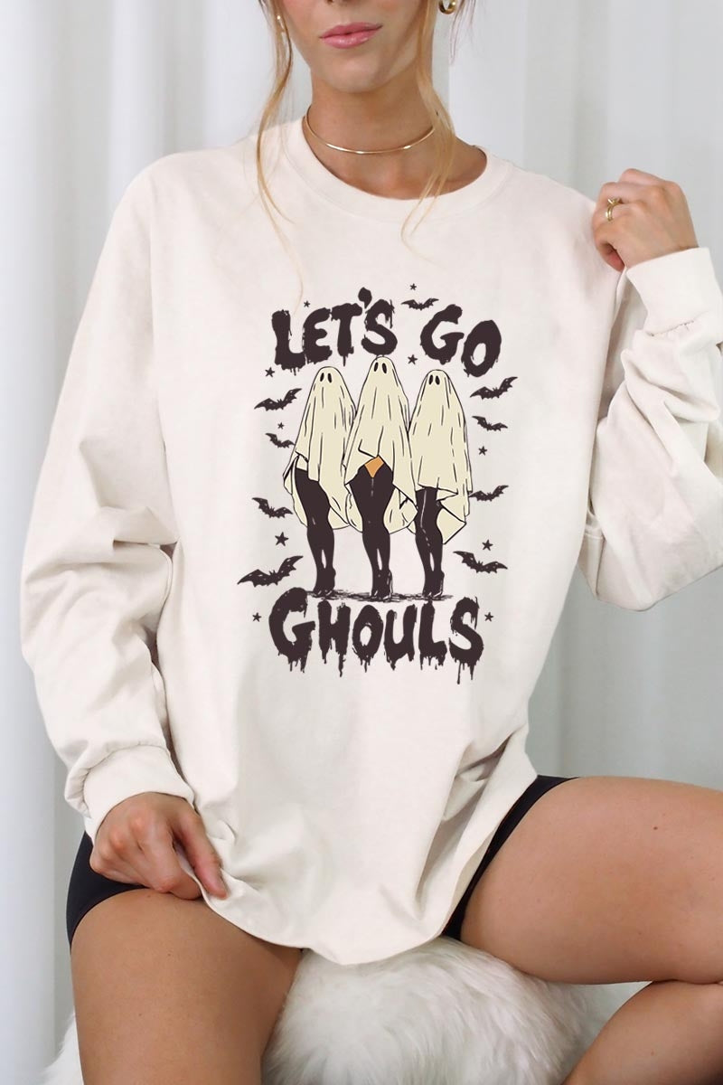 UL240P-E3160 Letu2019s Go Ghouls Ghost Graphic Plus Long Sleeve Tee $17