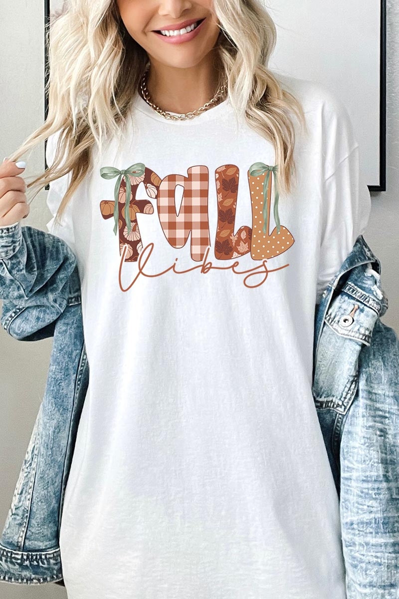 5000-E3071 Fall Vibes Rustic Script Graphic Heavy Cotton Tee $9