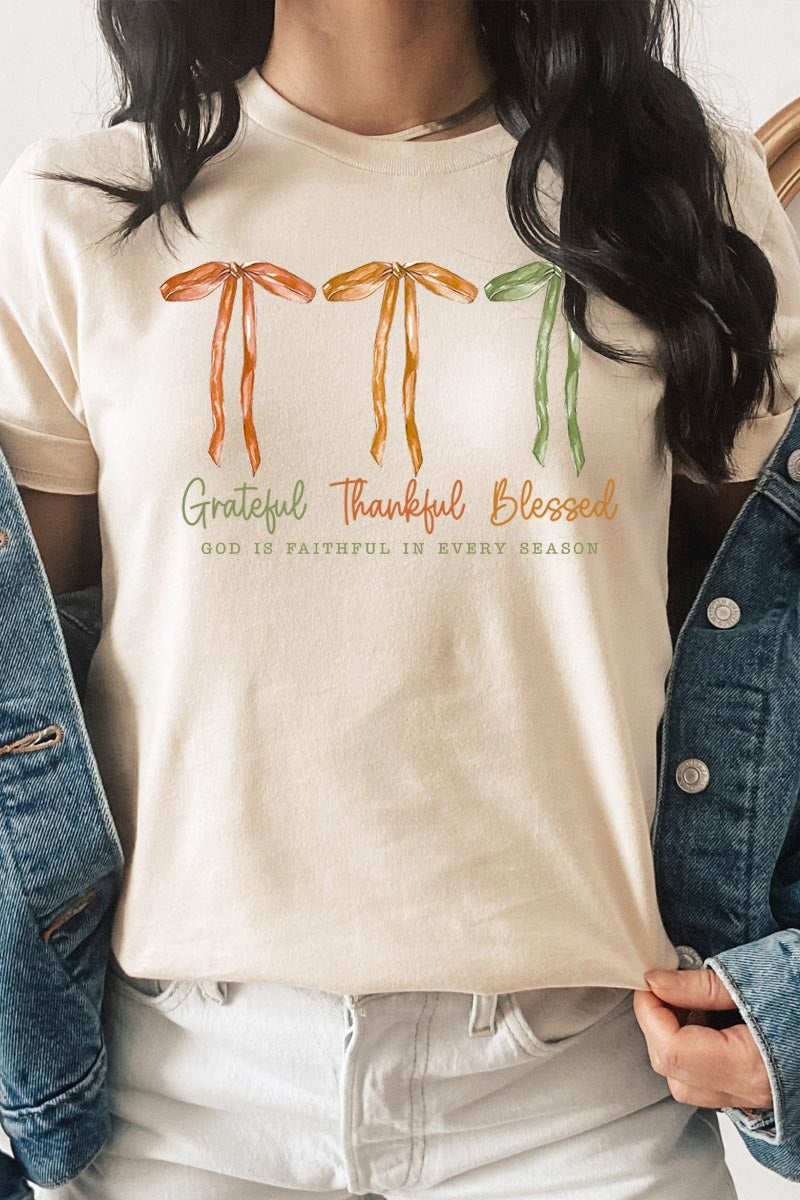 US3001-E3111 Grateful Thankful Blessed Graphic Tee $12.5