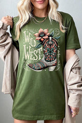 US3001P-E3100 Wild West Cowgirl Boot Graphic Plus Tee $16