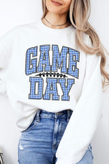 UL180-E3130 Blue Gingham Game Day Graphic Sweatshirt $20