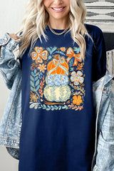 5000P-E3153 Floral Pumpkin Stack Graphic Plus Heavy Cotton Tee $12.75