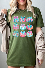 US3001P-E3137 Coquette Pumpkin Graphic Plus Tee $16