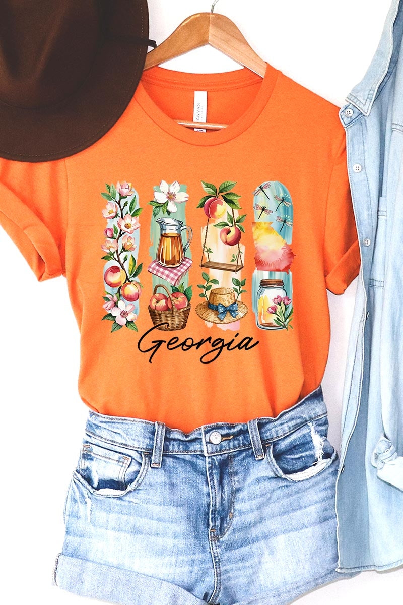 US3001P-E3061GA Georgia State Brushstroke Graphic Plus Tee $16