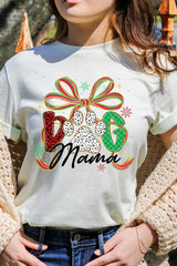 US3001P-E3194 Dog Mama Christmas Paw Graphic Plus Tee $16