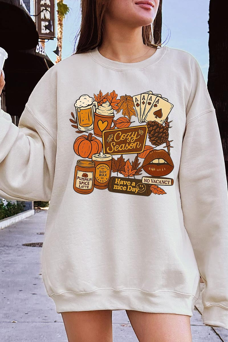 UL180-E3119 Retro Fall Collage Graphic Sweatshirt $20