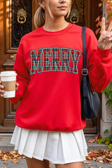 UL180-E3210 Classic Plaid Merry Graphic Sweatshirt $20