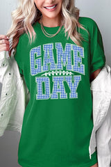 5000-E3130 Blue Gingham Game Day Graphic Heavy Cotton Tee $9