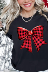 US3001P-E3198 Red Buffalo Plaid Bow Graphic Plus Tee $16