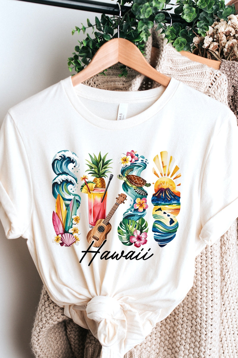 US3001P-E3061HI Hawaii State Brushstroke Graphic Plus Tee $16