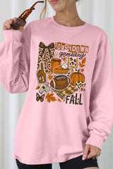 UL240P-E3134 Fall Football Collage Graphic Plus Long Sleeve Tee $17