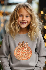 UL180B-E3135Z Floral Fall Pumpkin Kids Graphic Sweatshirt $20