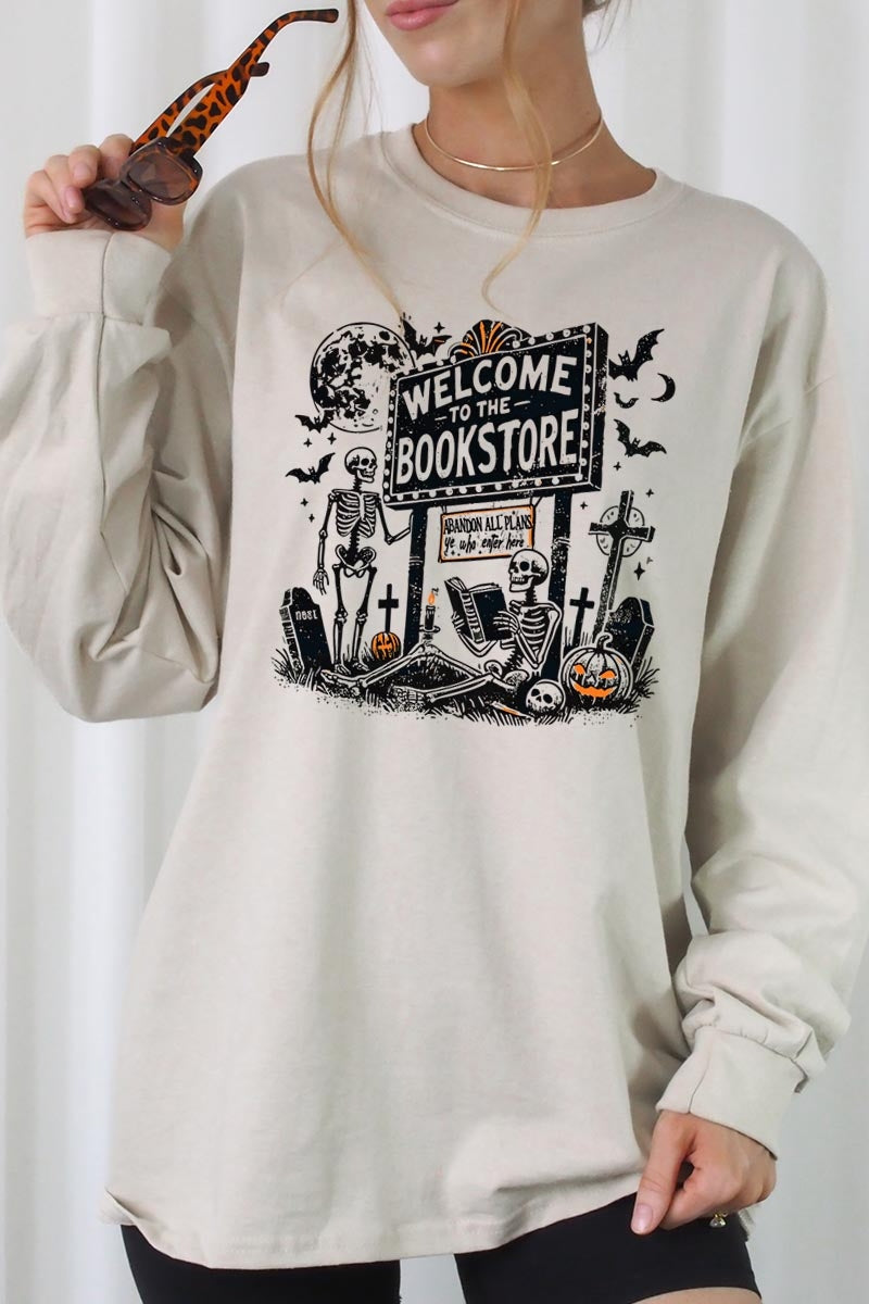 UL240-E3122 Bookstore Halloween Graphic Long Sleeve Tee $13.75
