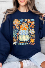 UL180P-E3153 Floral Pumpkin Stack Graphic Plus Sweatshirt $25