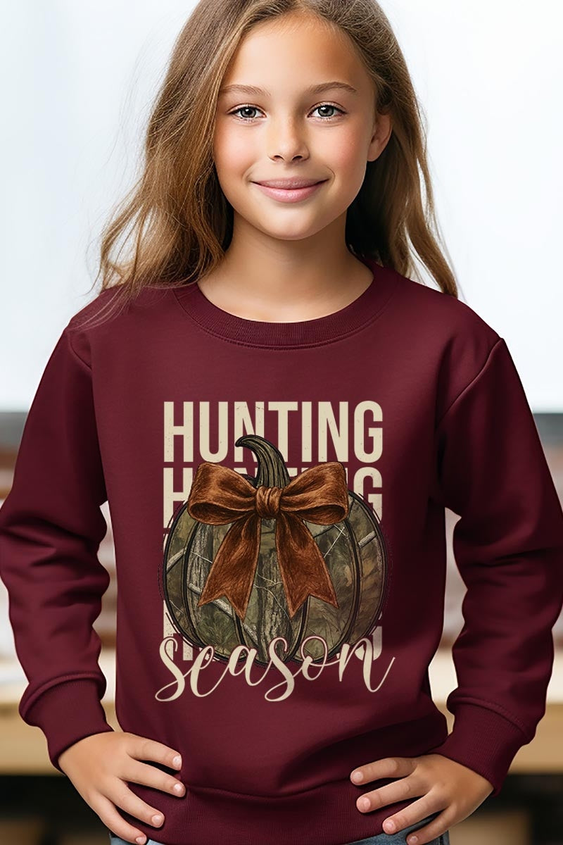 UL180B-E3190Z Hunting Pumpkin Bow Kids Graphic Sweatshirt $20