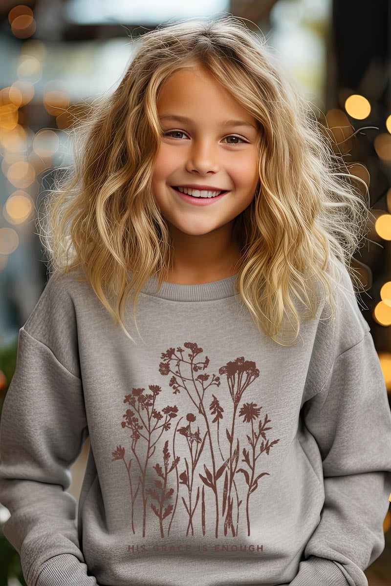 UL180B-E3146Z Christian Wildflower Kids Graphic Sweatshirt $20