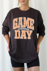 UL240P-E3129 Orange Gingham Game Day Plus Long Sleeve Tee $17