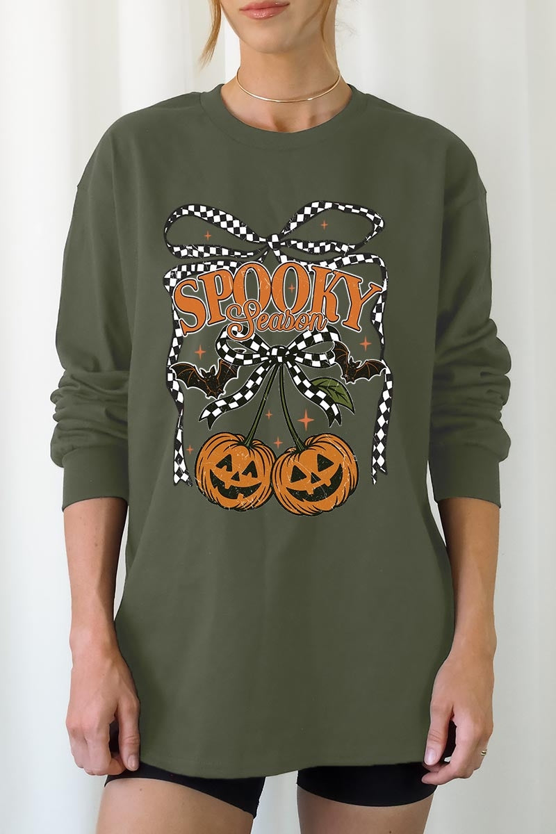 UL240-E3085 Pumpkin Cherries Graphic Long Sleeve Tee $13.75