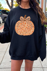 UL180P-E3135 Floral Fall Pumpkin Graphic Plus Sweatshirt $25