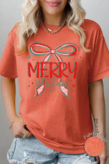 5000P-E3197 Merry Christmas Bow Graphic Plus Heavy Cotton Tee $12.75