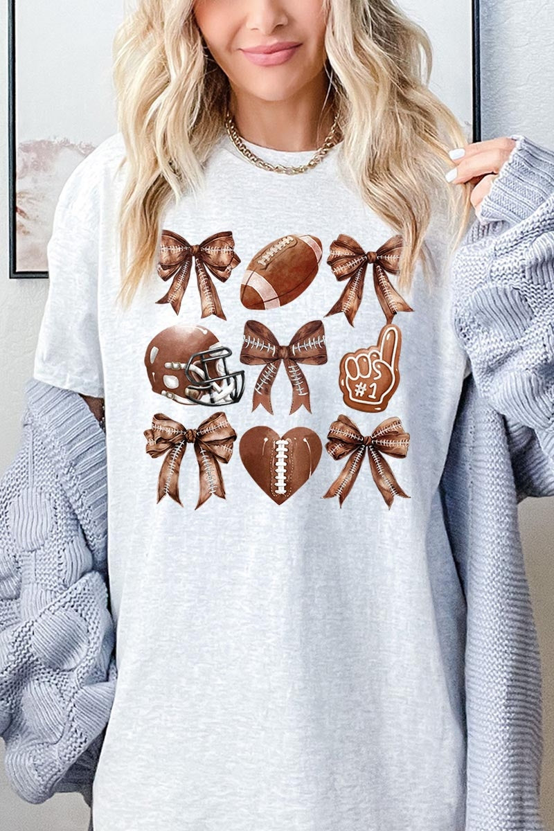 5000P-E3054 Cute Football and Bow Graphic Plus Heavy Cotton Tee $12.75