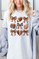 5000P-E3054 Cute Football and Bow Graphic Plus Heavy Cotton Tee $12.75