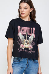 CTS-E3157 Nashville Rose Graphic Relaxed Crop Top $11