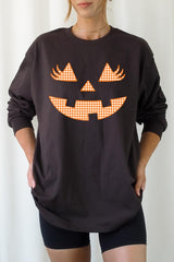 UL240-E3148 Cute Pumpkin Halloween Graphic Long Sleeve Tee $13.75