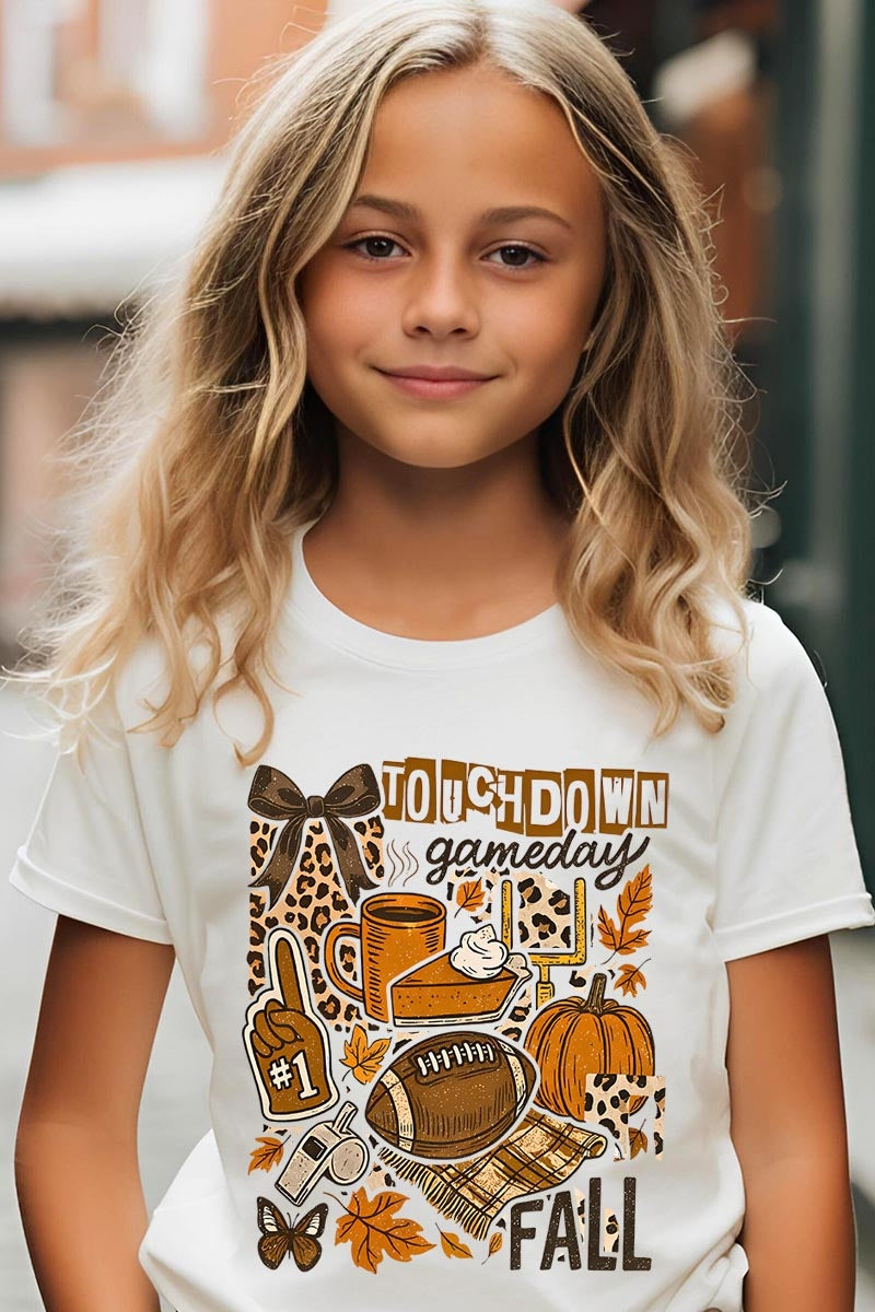 US3001Y-E3134Z Fall Football Collage Kids Graphic Tee $11