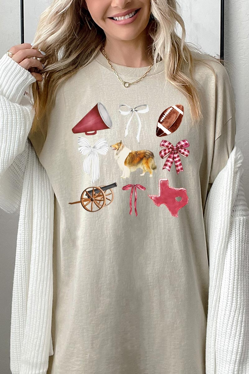 5000-E3079 Texas Football Graphic Heavy Cotton Tee $9